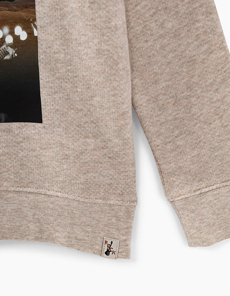 Sweat beige chiné photoprint rockeur garçon -4