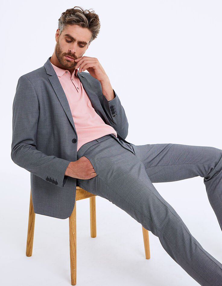 Grijze faux-uni slim kostuumbroek voor heren-1 Grijze faux-uni slim kostuumbroek voor heren-1