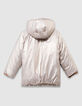 Plumas reversible dorado y sherpa cuadros niña-9