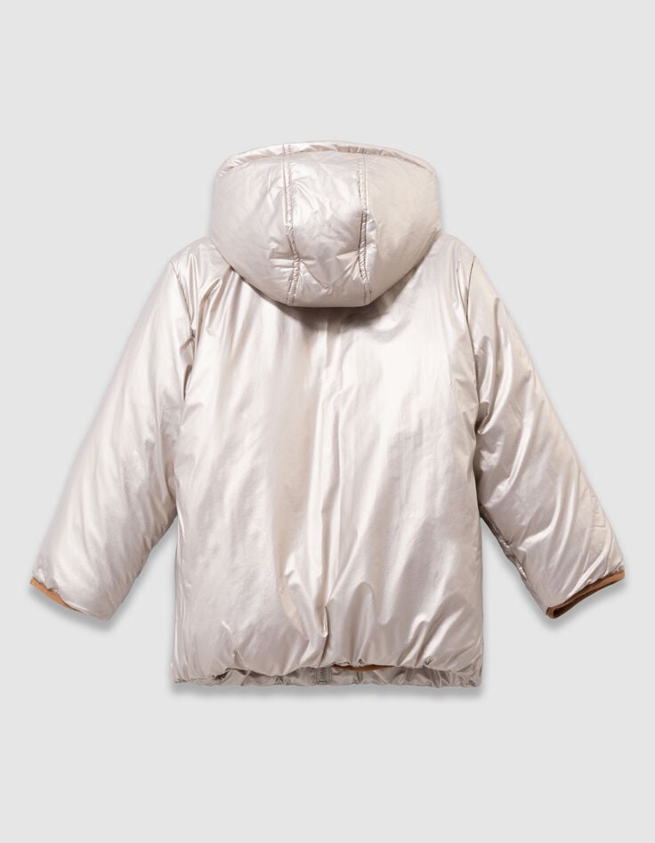 Doudoune réversible dorée et sherpa carreaux fille-9 Doudoune réversible dorée et sherpa carreaux fille-9