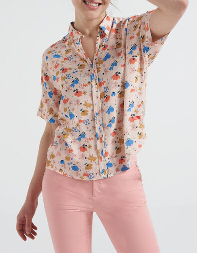 I.Code water pink top with colourful flower print - I.CODE