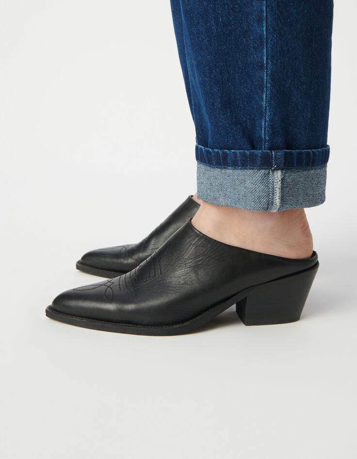 Santiags mules black leather western spirit Line 111 Women-7