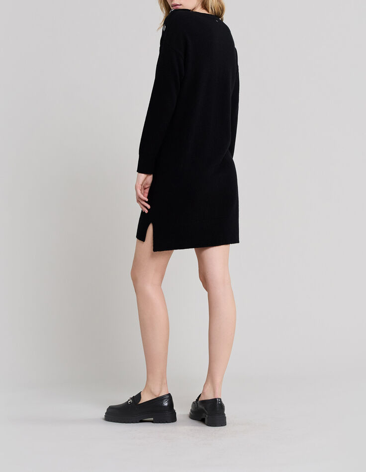 Women’s black lightning heart visual knit sweater dress-8 Women’s black lightning heart visual knit sweater dress-8