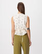 Top crudo floral con volante Mujer-3