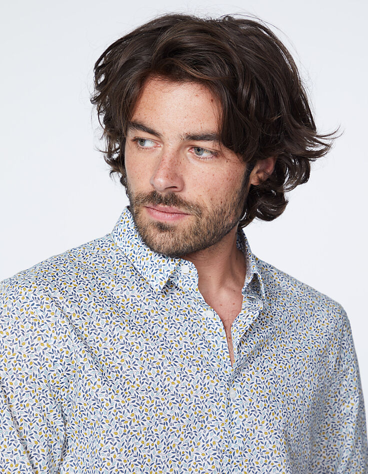 Chemise SLIM blanc cassé tissu Liberty micro-fleurs Homme-4