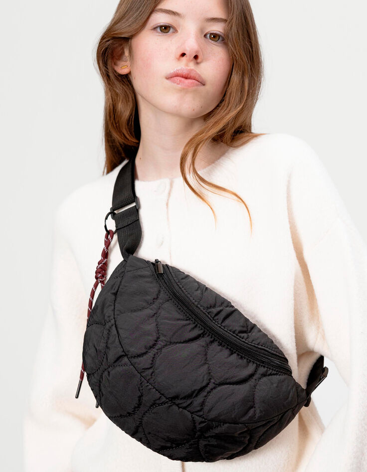 Girls’ black quilted waist bag-2