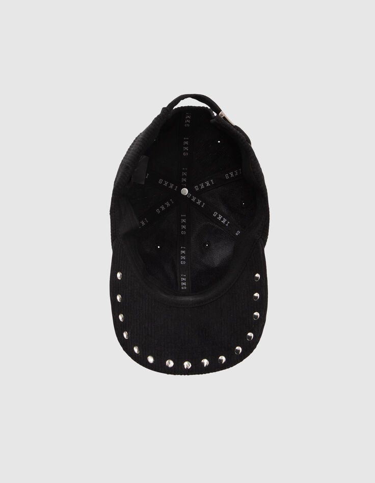 Women&rsquo;s black studded corduroy cap-6