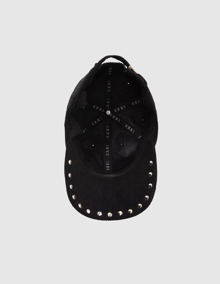 Schwarze Damenschirmmütze aus Velours mit Nieten-6