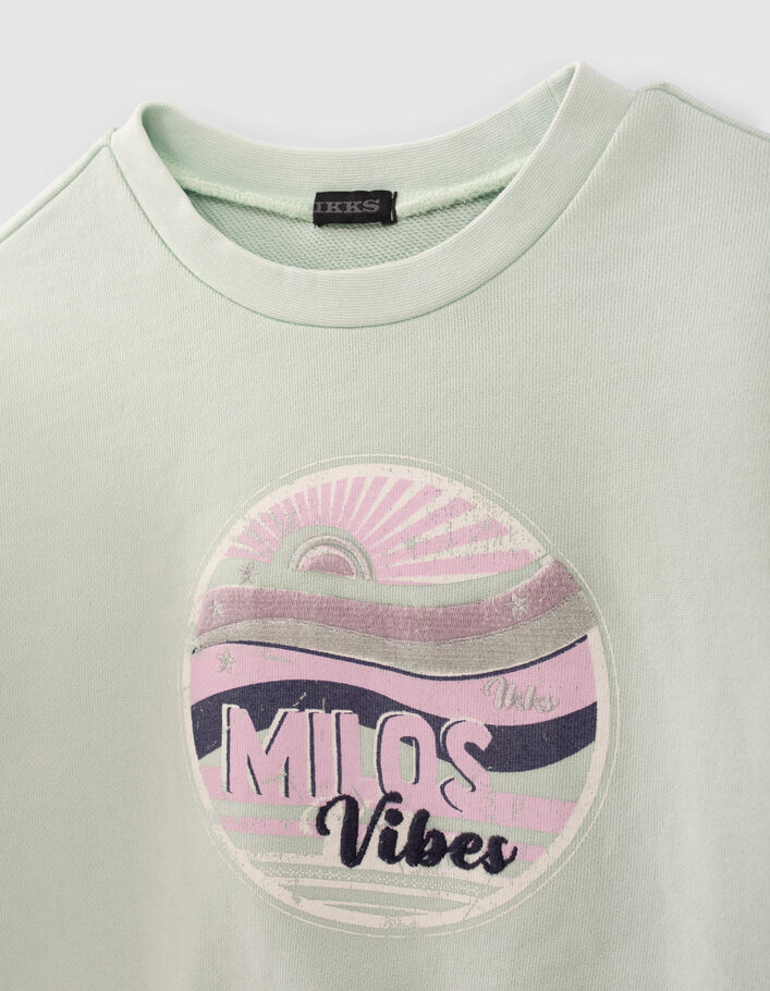 Wassergrünes Mädchensweatshirt mit Vintage-Stickerei - IKKS