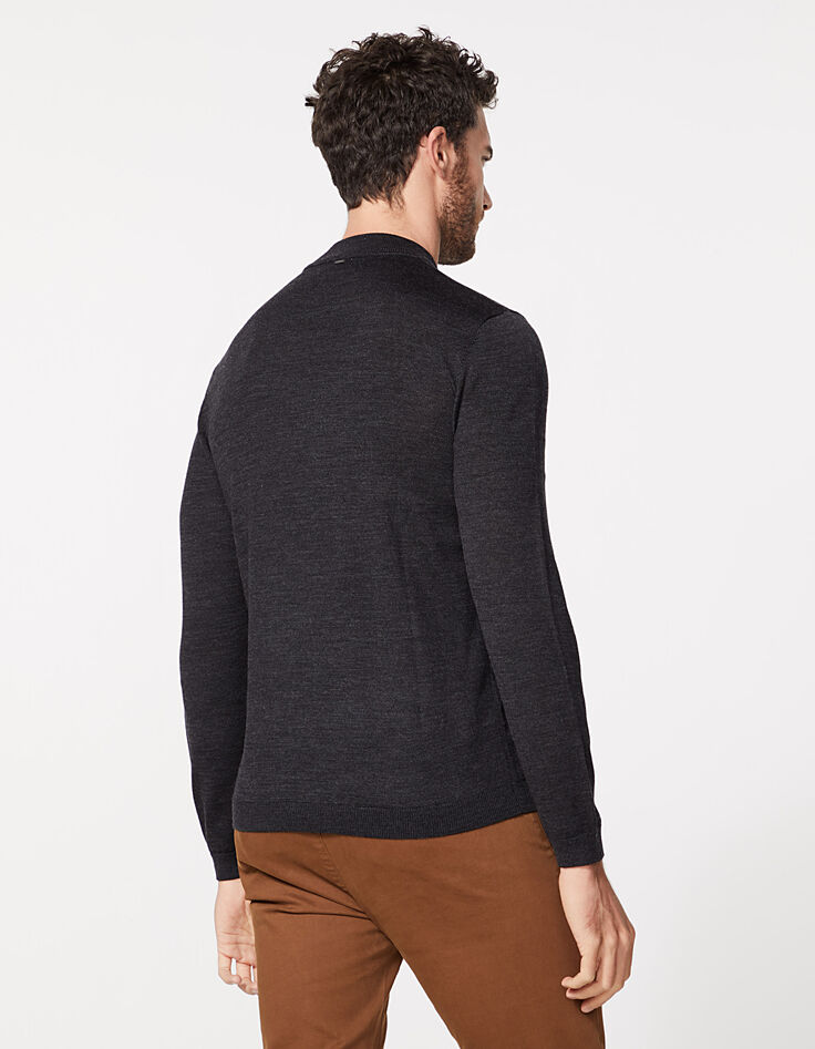 Pull maille à col cheminée anthracite Homme-4