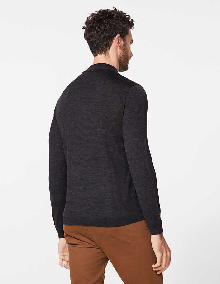 Pull maille à col cheminée anthracite Homme - IKKS