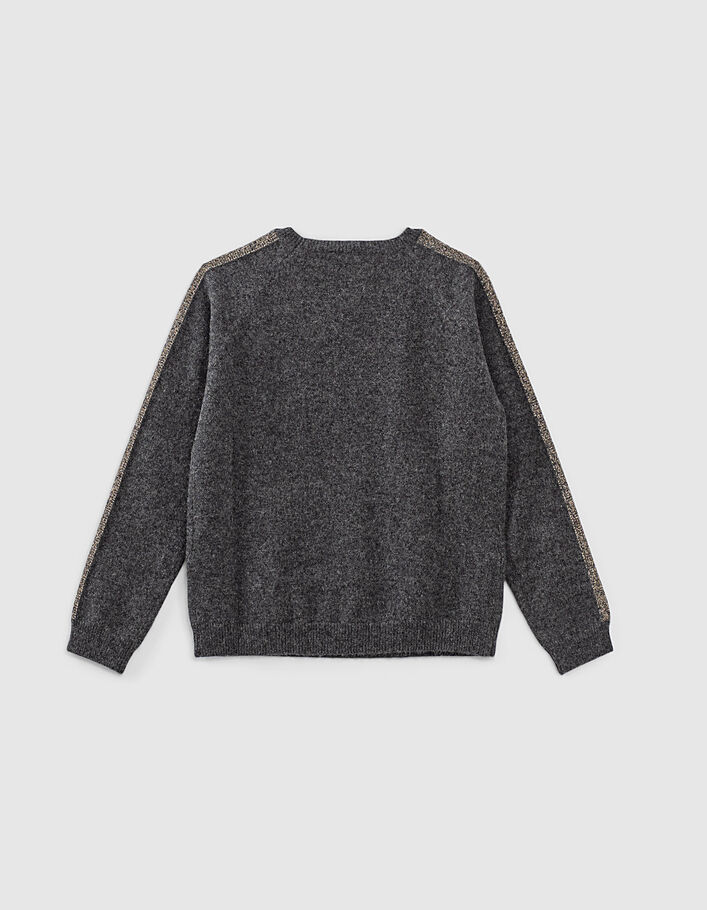 Girls’ grey marl pure cashmere sweater with lurex sleeves - IKKS
