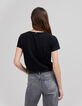 Zwart T-shirt opdruk gevleugelde tekst Dames-3