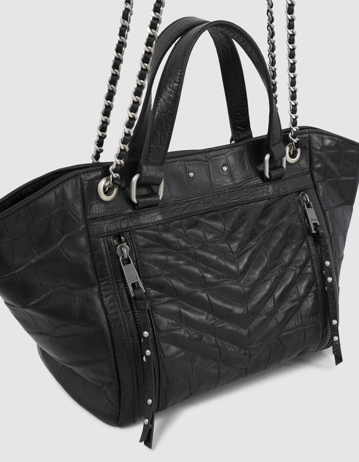 Sac cabas 1440 MEDIUM CROCO matelassé chevron femme-2