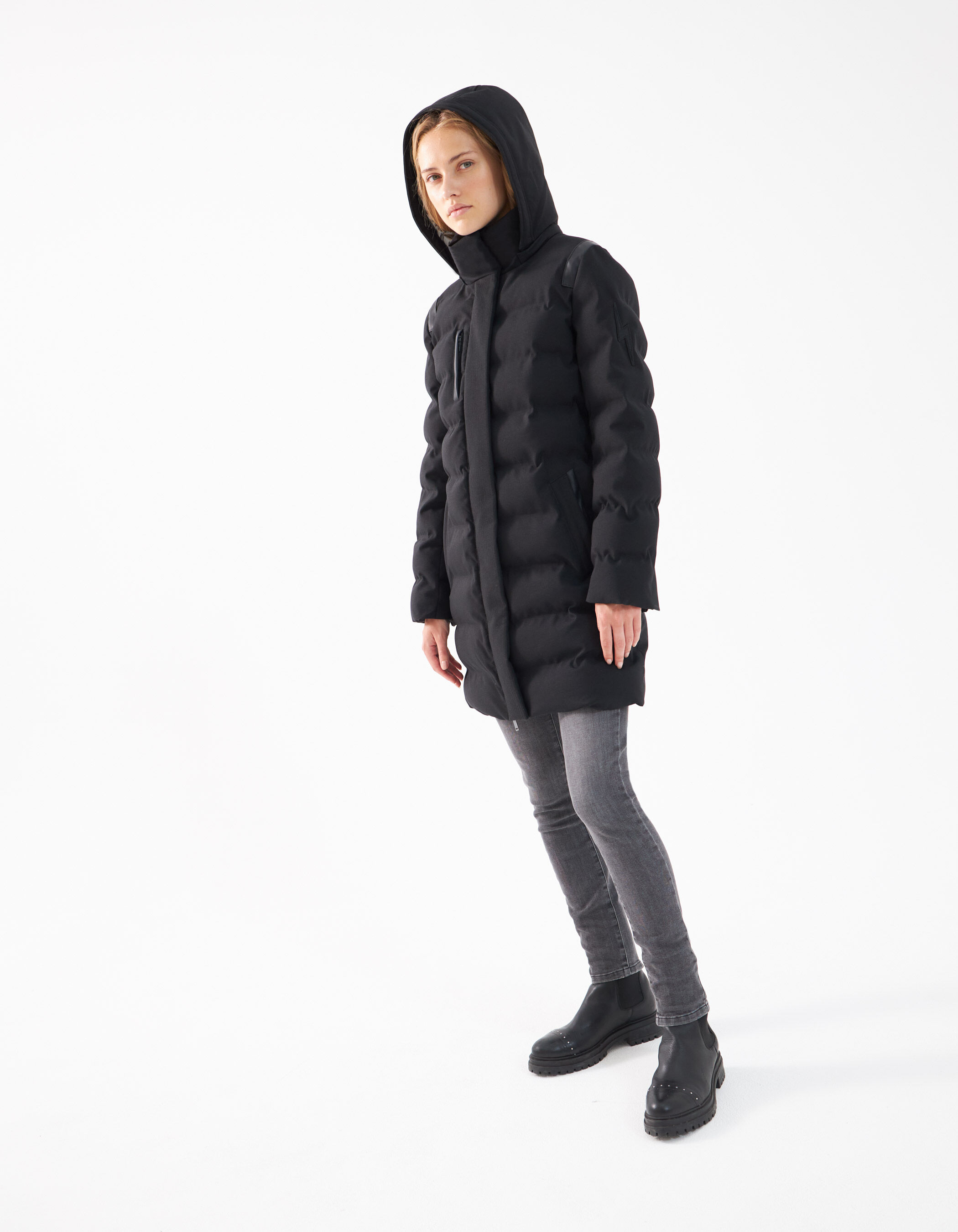 Long padded jacket black new arrivals