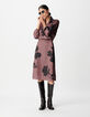 Robe midi bordeaux imprim&eacute; maxi floral Femme-2