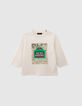 Ecru T-shirt biokatoen reliëf straatnaambord babyjongens-2