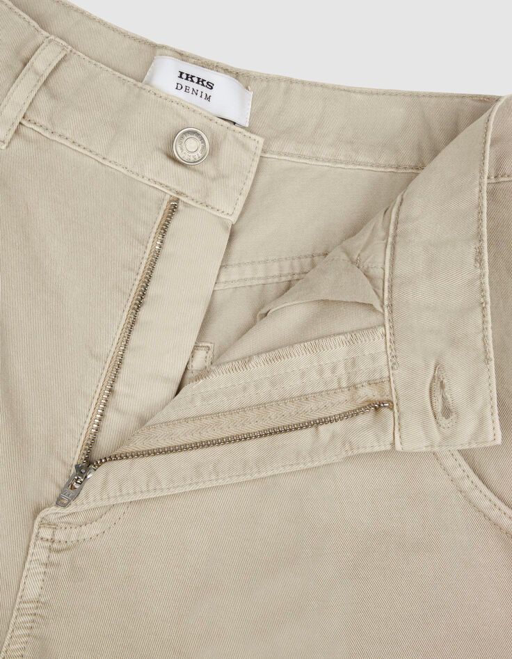 Mujer vaqueros beige de talle alto y pierna ancha-8