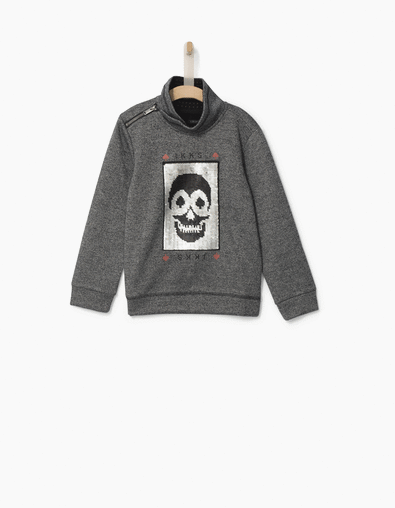 Sweat  brodé carte sequins réversibles garçon - IKKS
