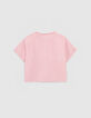 Girls’ pink T-shirt with SMILEYWORLD embroidery-3