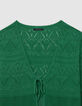 Cardigan vert tricot ajouré à nouer-2