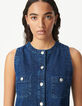 Blue waterless denim sack dress with patch pockets-4