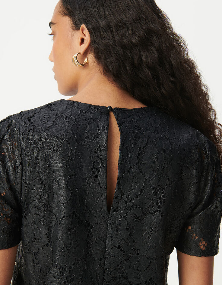 Top noir dentelle effet enduit Femme-6