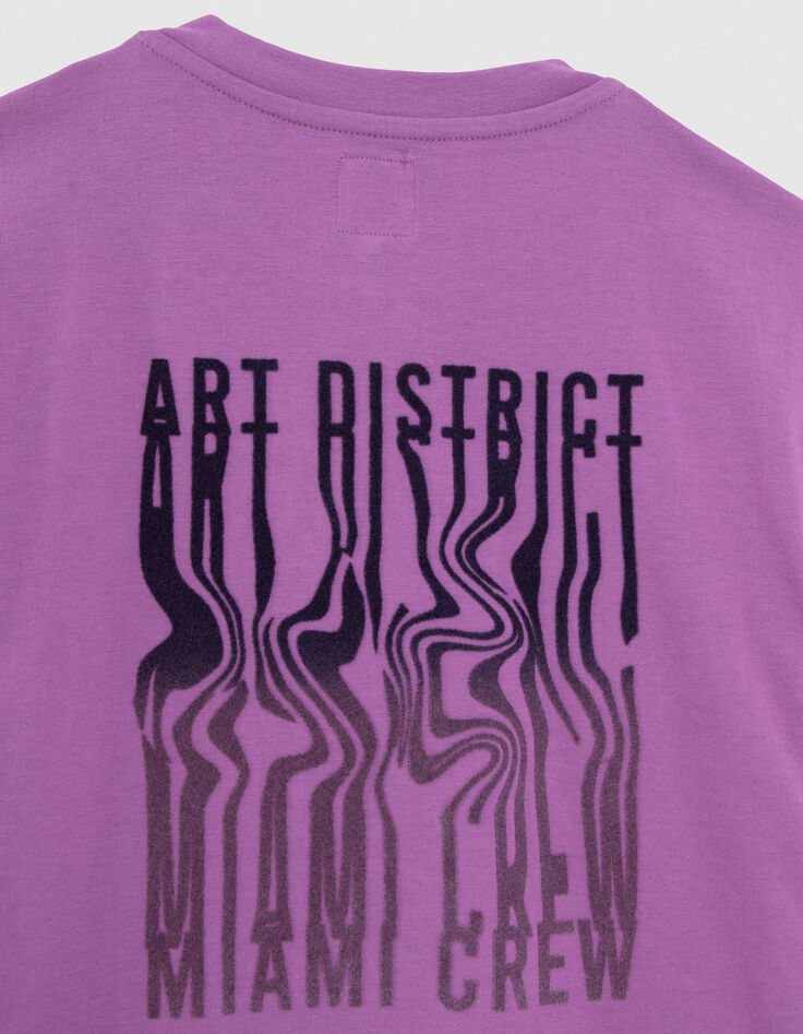 Boys' purple T-shirt with flocked velvet image on back-5