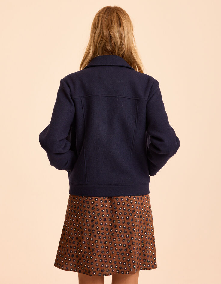 Manteau court marine lainage fourr&eacute; I.Code-3