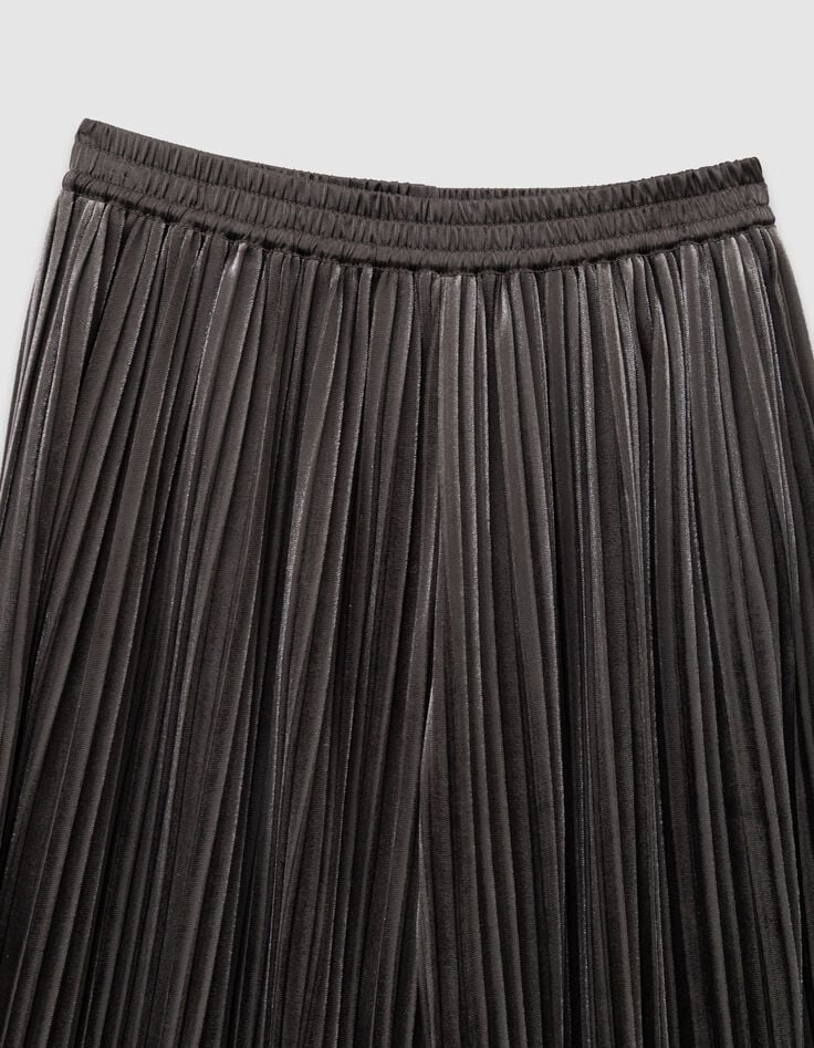 Pantalon large kaki panne de velours plissée fille-5 Pantalon large kaki panne de velours plissée fille-5