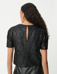 Top noir dentelle effet enduit Femme-4