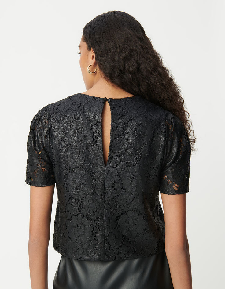 Top noir dentelle effet enduit Femme-4