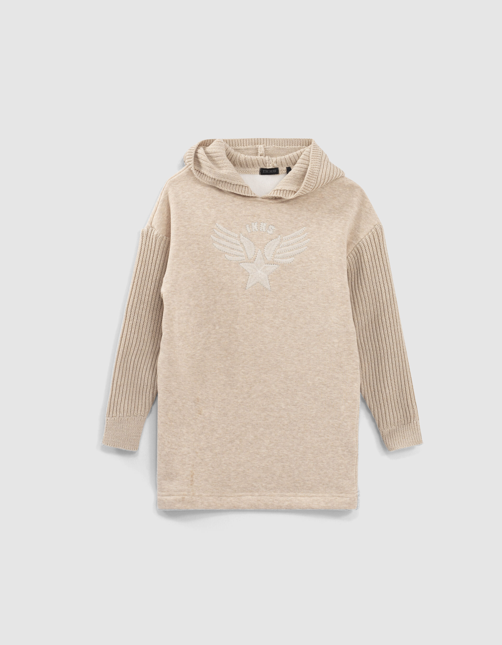 Robe sweat mastic bi mati re tricot capuche fille