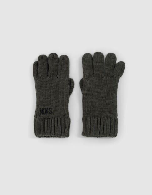 Gebreide kaki handschoenen IKKSborduursel jongens - IKKS
