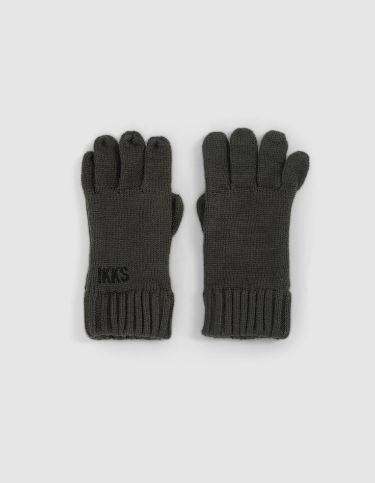 Jungen-Handschuhe Khaki, recycelter Strick,-1 Jungen-Handschuhe Khaki, recycelter Strick,-1