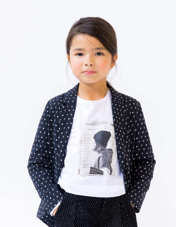 T-shirt blanc cassé coton bio visuel fille à bonnet-1