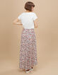Lange gebroken witte rok bloemenprint I.Code-2