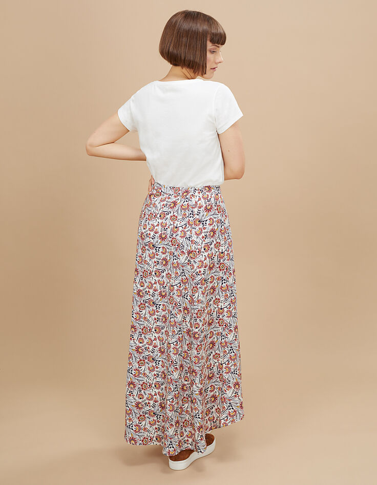 Lange gebroken witte rok bloemenprint I.Code-2