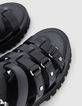 Sandales spartiate noires cuir Femme-6