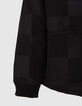 Schwarze Mädchen-Steppjacke, Ton-in-Ton-Schachbrettmuster-4