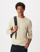 Pull manches longues beige tricot moulin&eacute; Homme-2