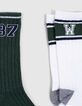 Jungensocken in englisch Grün und Weiß mit Streifen-2