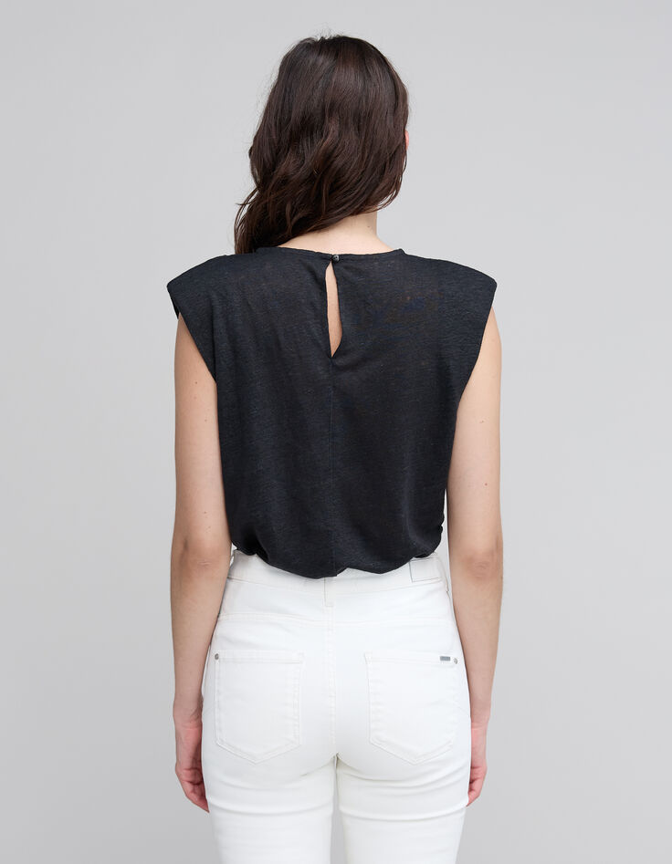 Ärmelloses schwarz T-Shirt mit Rundhalsausschnitt Segel-3