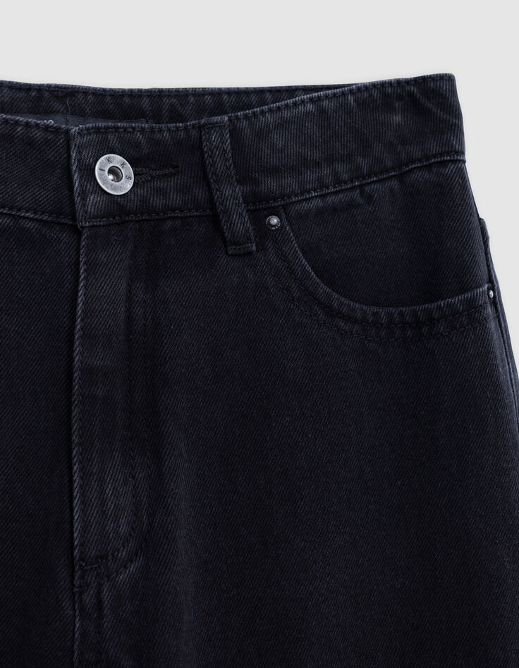 Girl's black waterless GAUCHO jeans, white topstitching-3