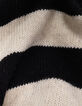 Schwarzer Jungenstrickpullover beigefarbene Streifen-6