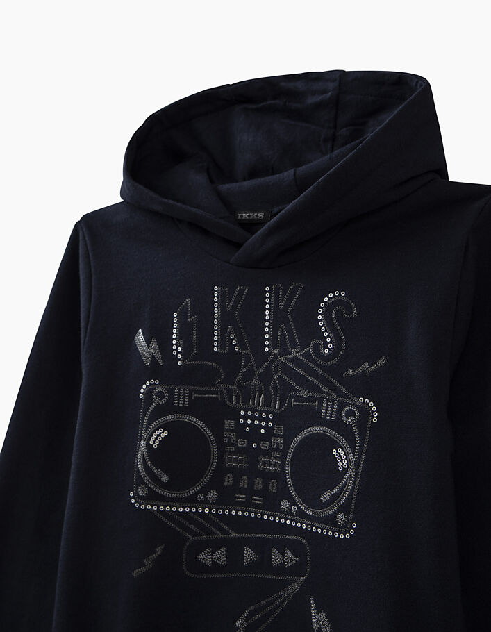 Boys’ navy double turntable sequin embroidery sweatshirt - IKKS