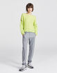 Pull col V en laine mousseuse coloris citron femme-4