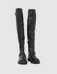 Women’s black thigh-high boots with lugged soles-2
