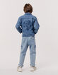 Blouson en jean bleu capuche amovible garçon-2