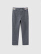 Pantalon gris anthracite maille à ceinture rayée garçon -2